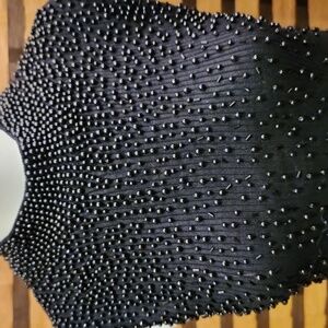 Beaded zip neck stretch top